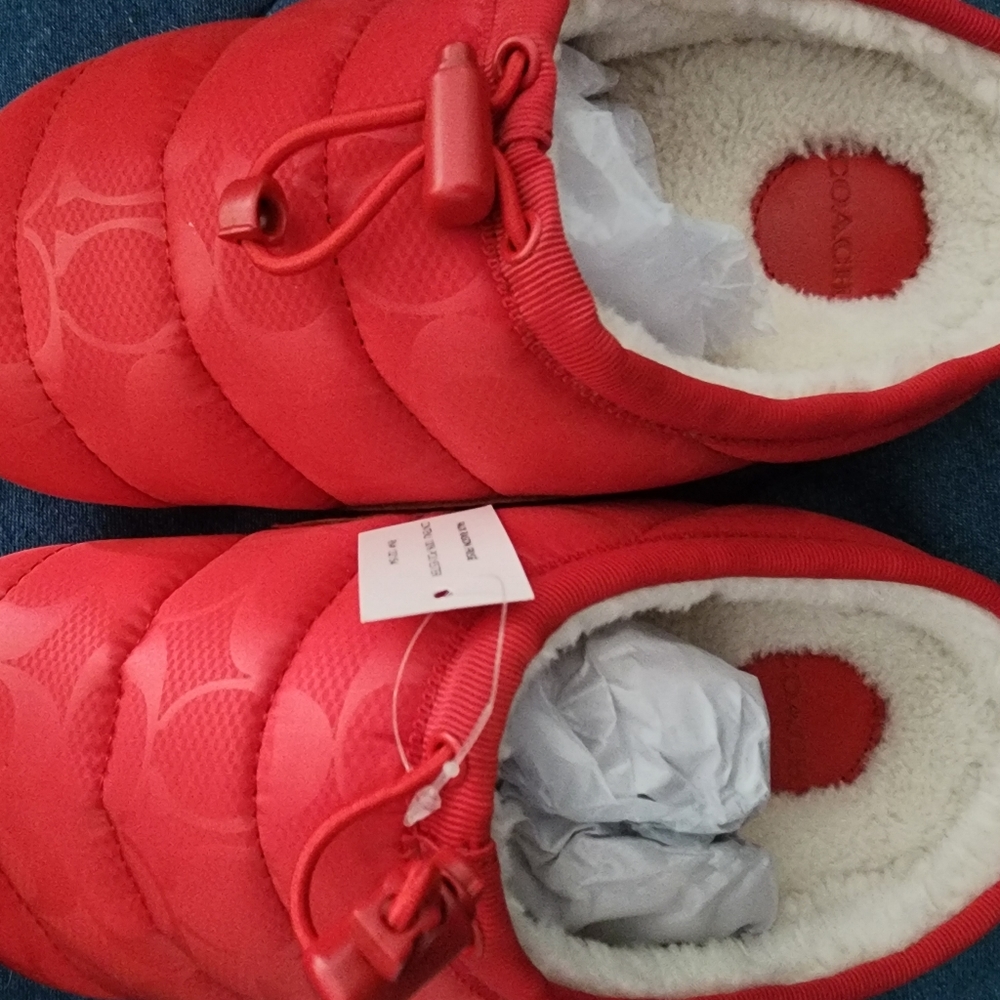 Red Coach Rachelle Slippers Size 5
